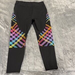 POP Fit Black Leggings with Colorful Crisscross Pattern